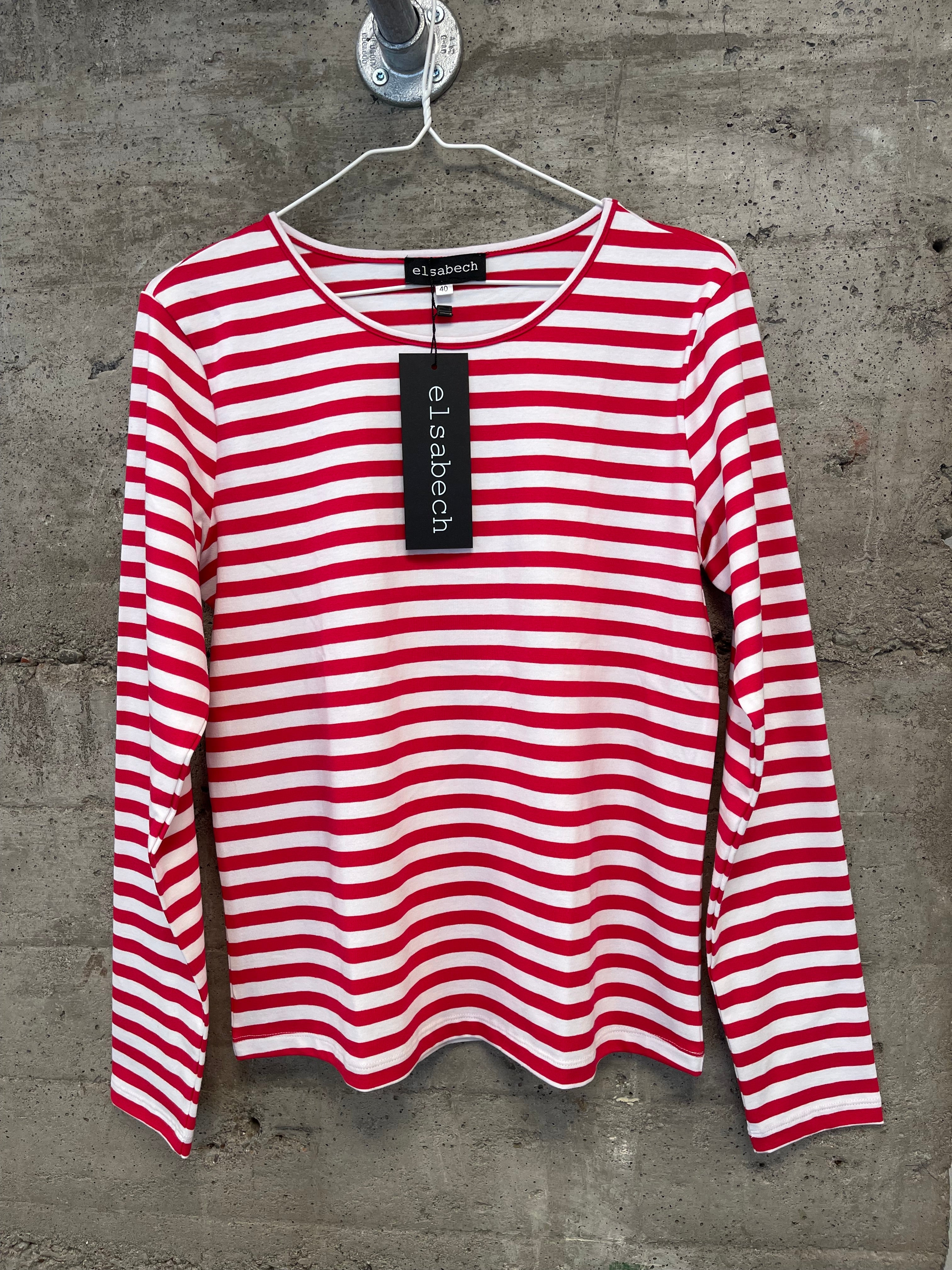 Blouse Stripes White/Red Loose Fit