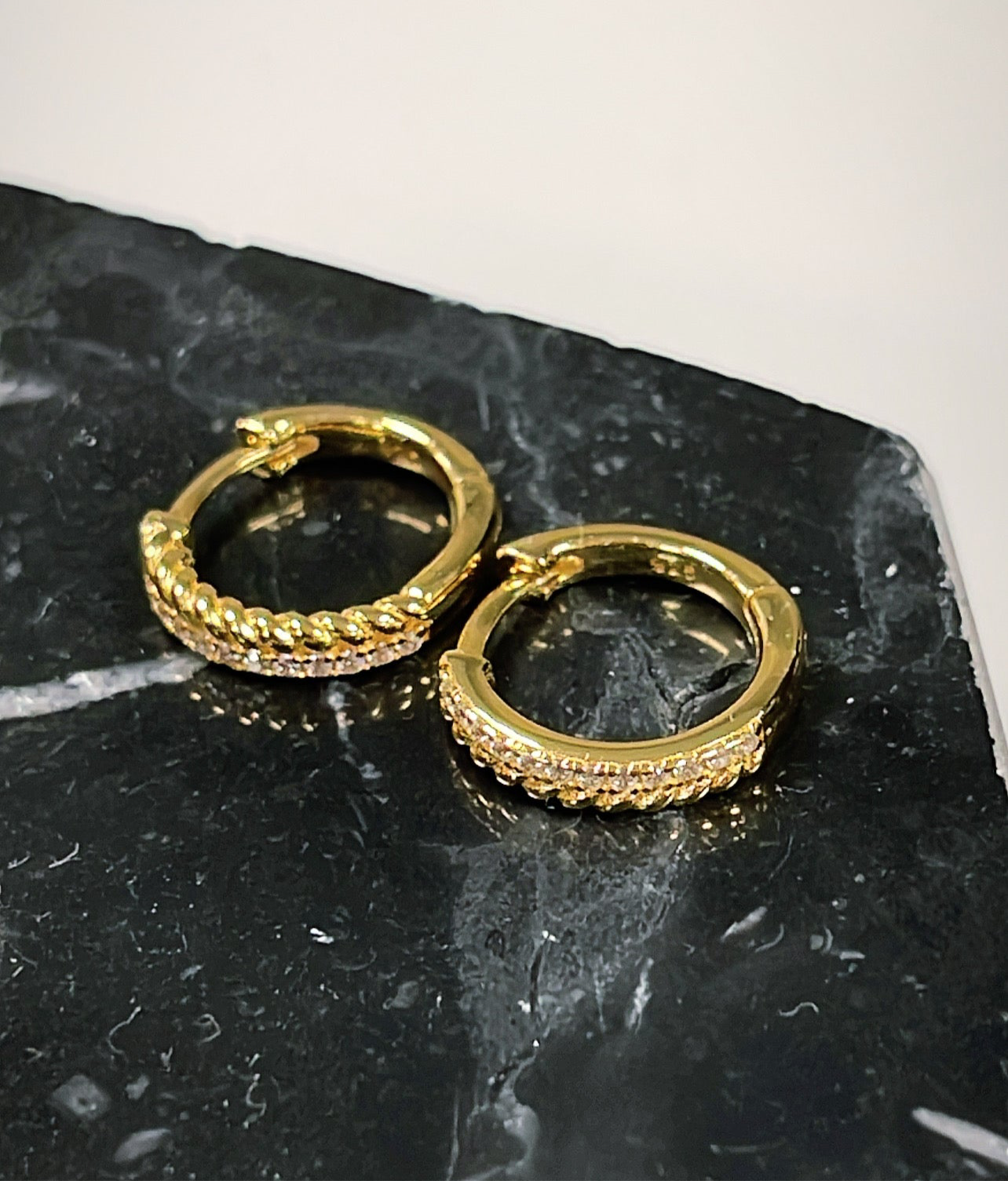 Gold Hoops With Zirconia Diamonds