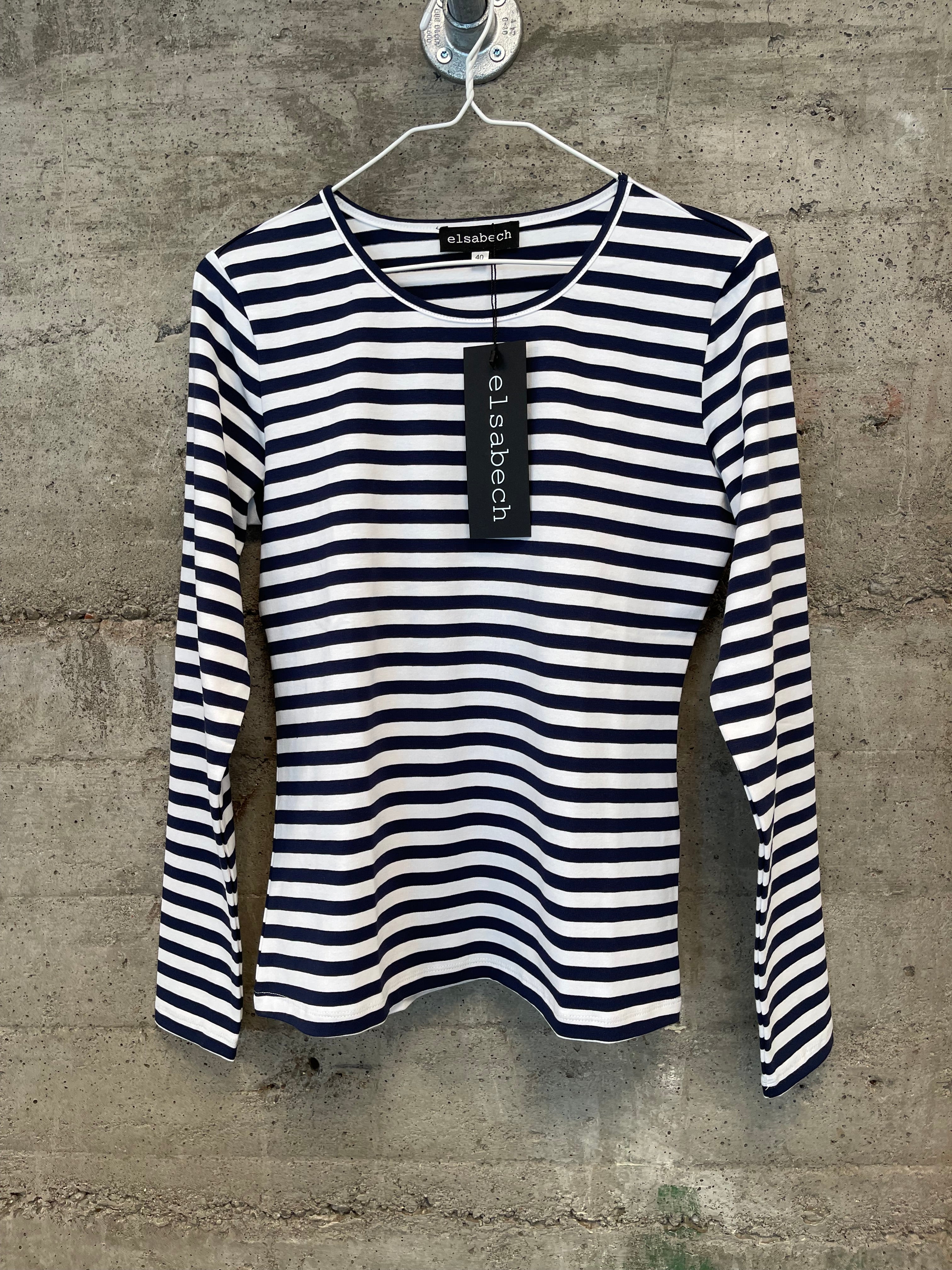 Blouse Stripes White/Blue Slim-Fit