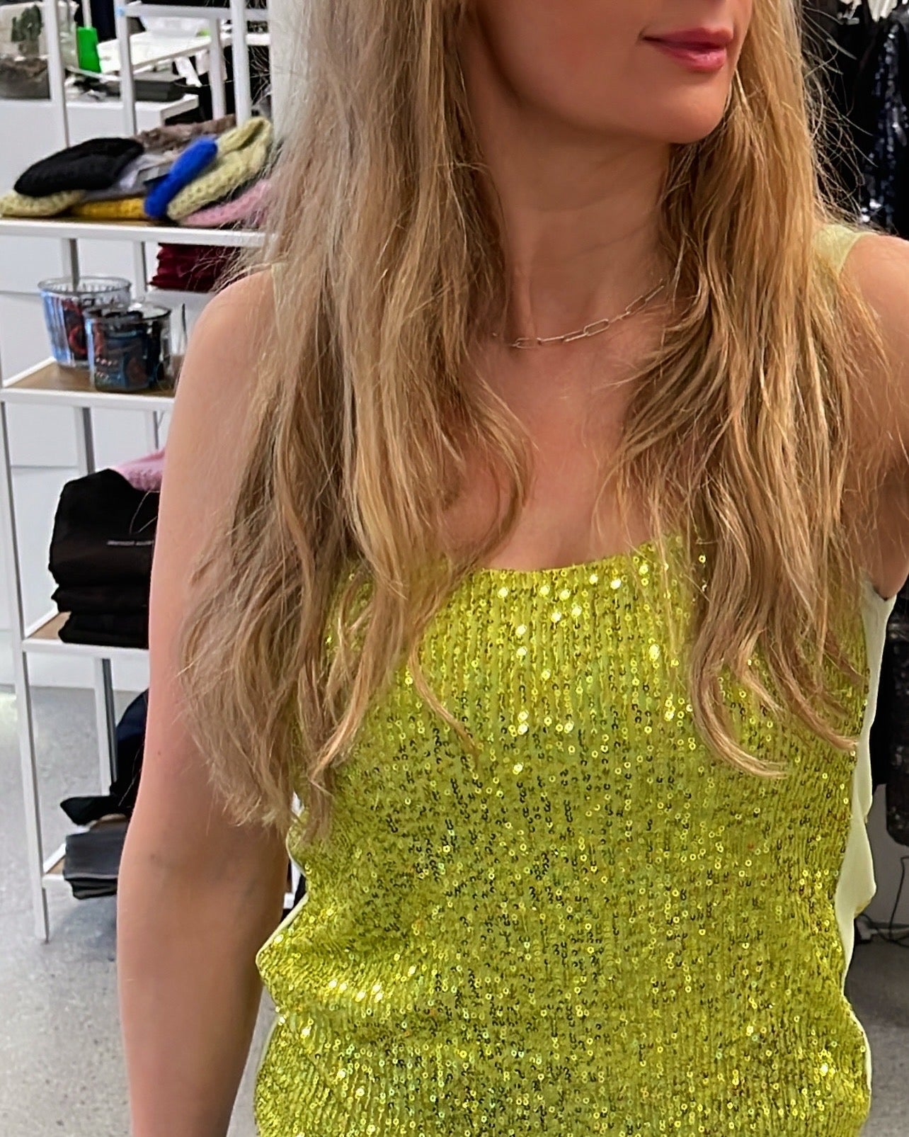 Sequin Top Lime