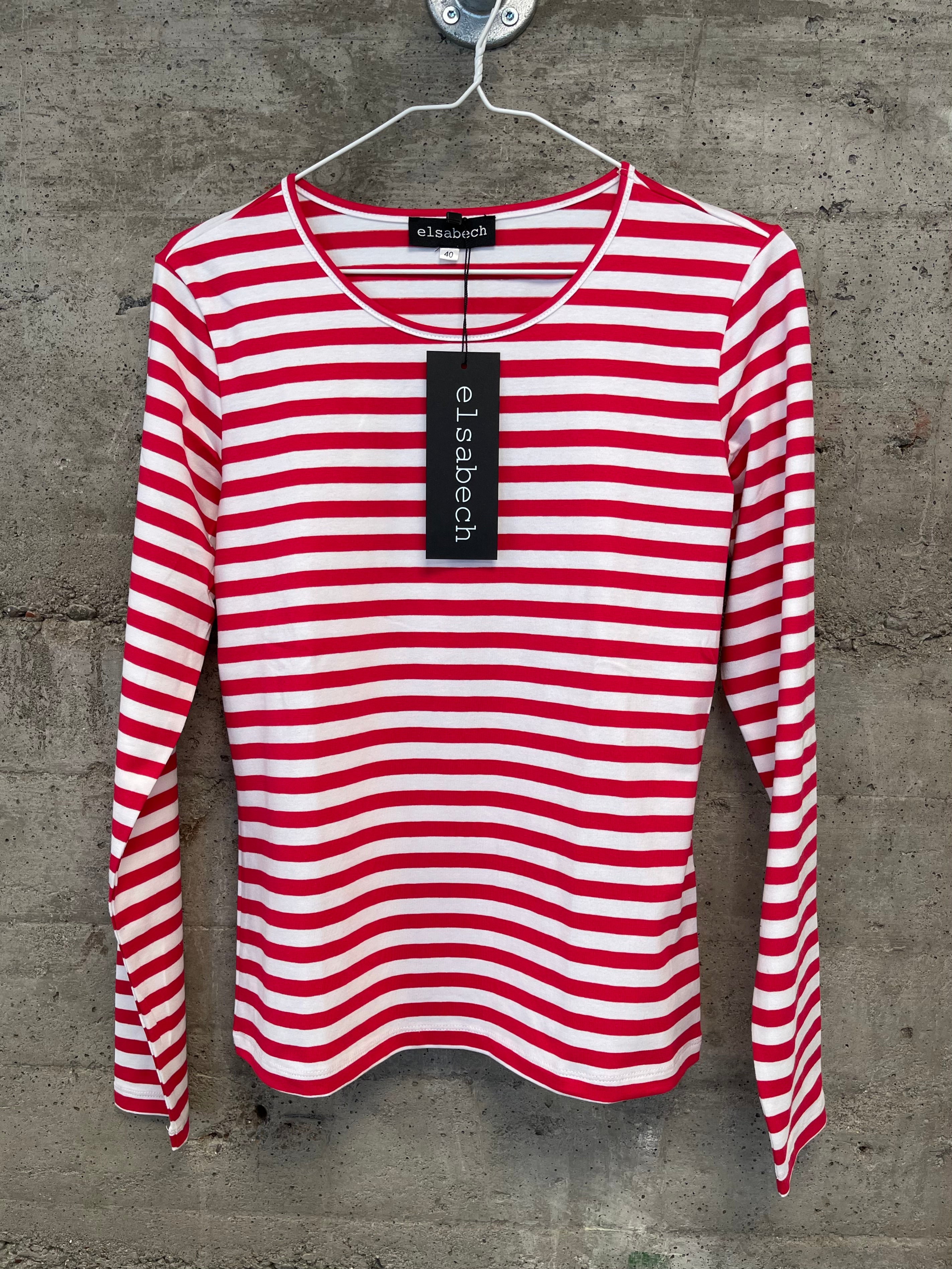 Blouse Stripes White/Red Slim-Fit