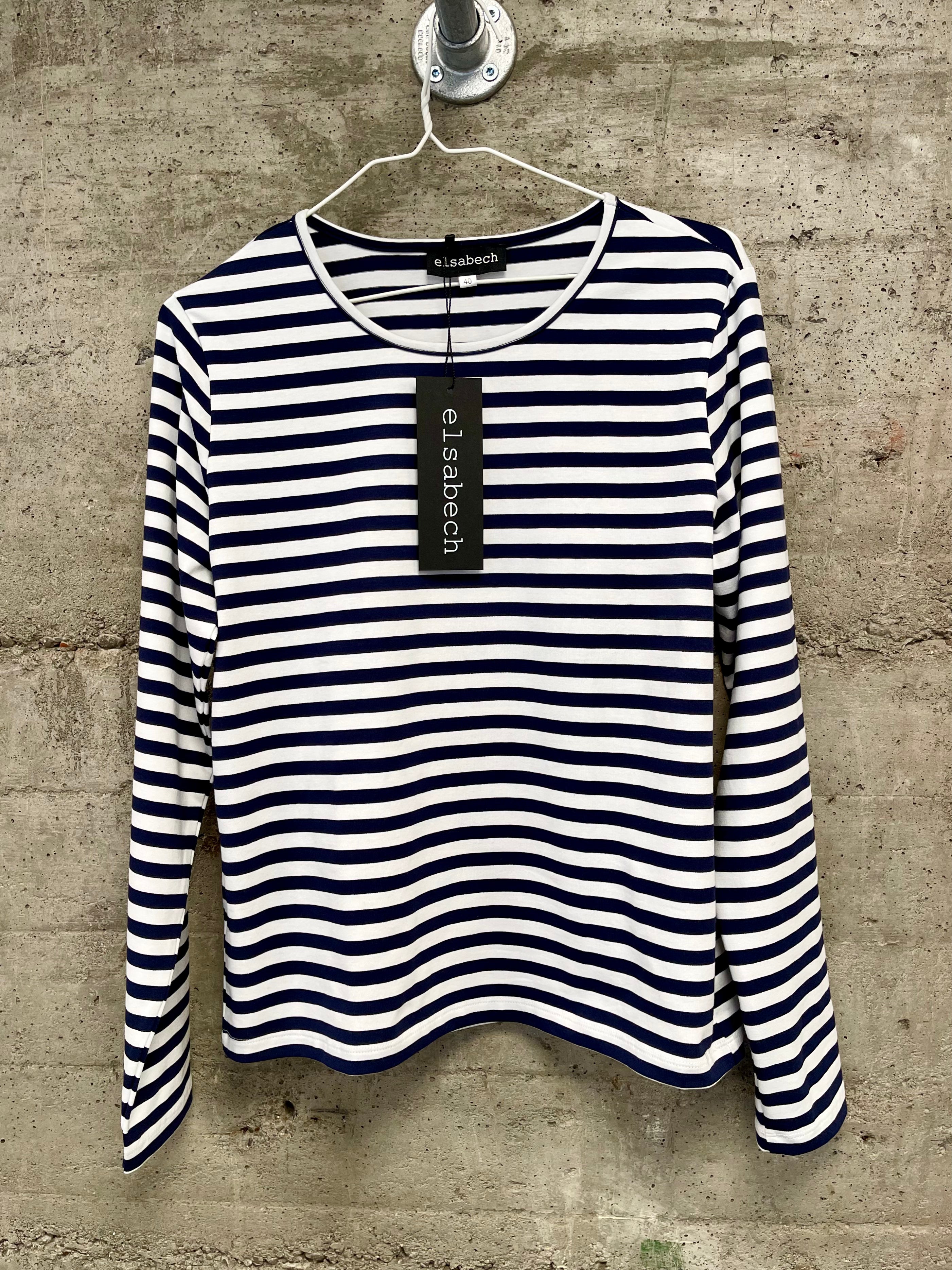 Blouse Stripes White/Blue Loose -Fit