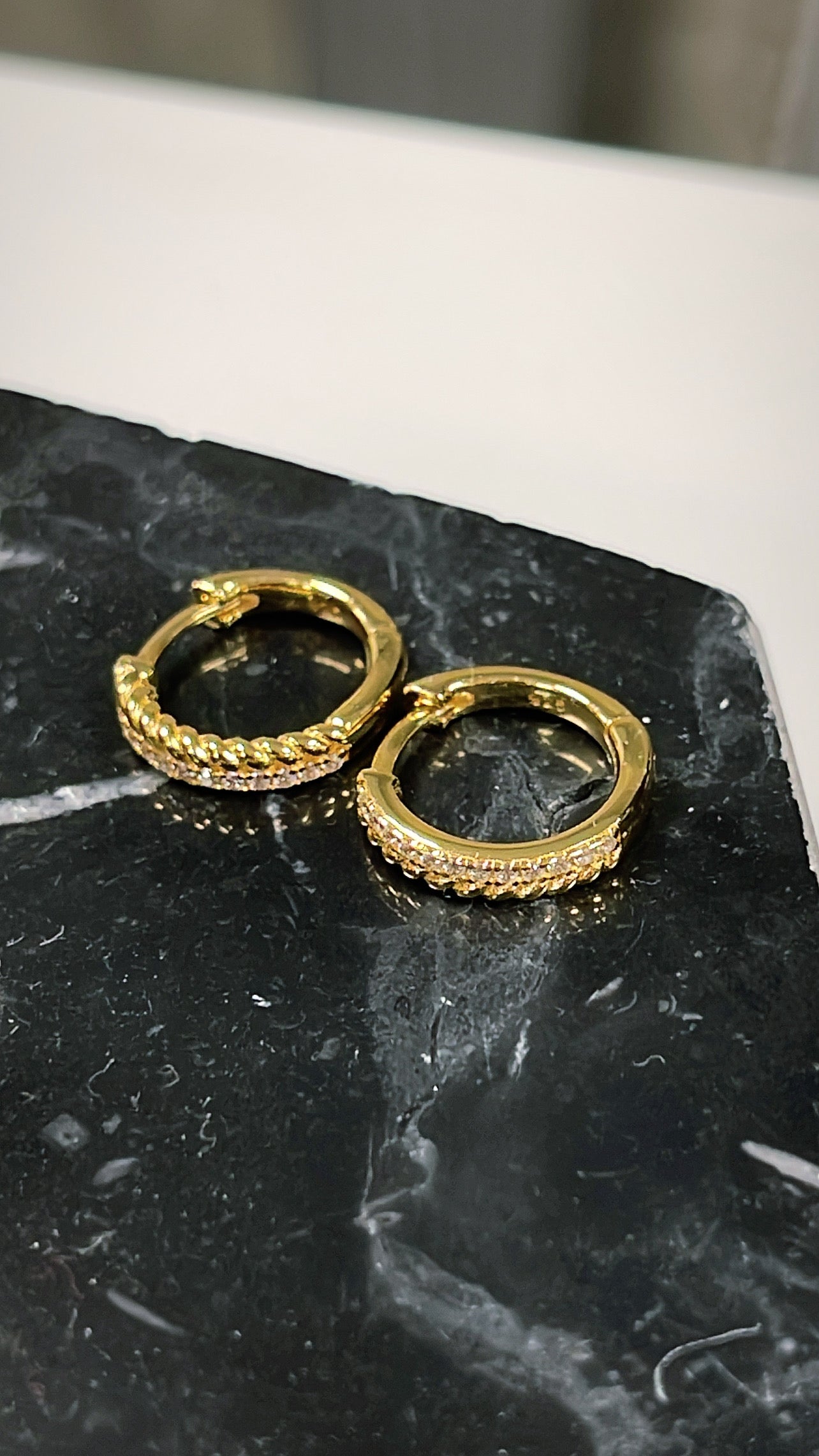 Gold Hoops With Zirconia Diamonds