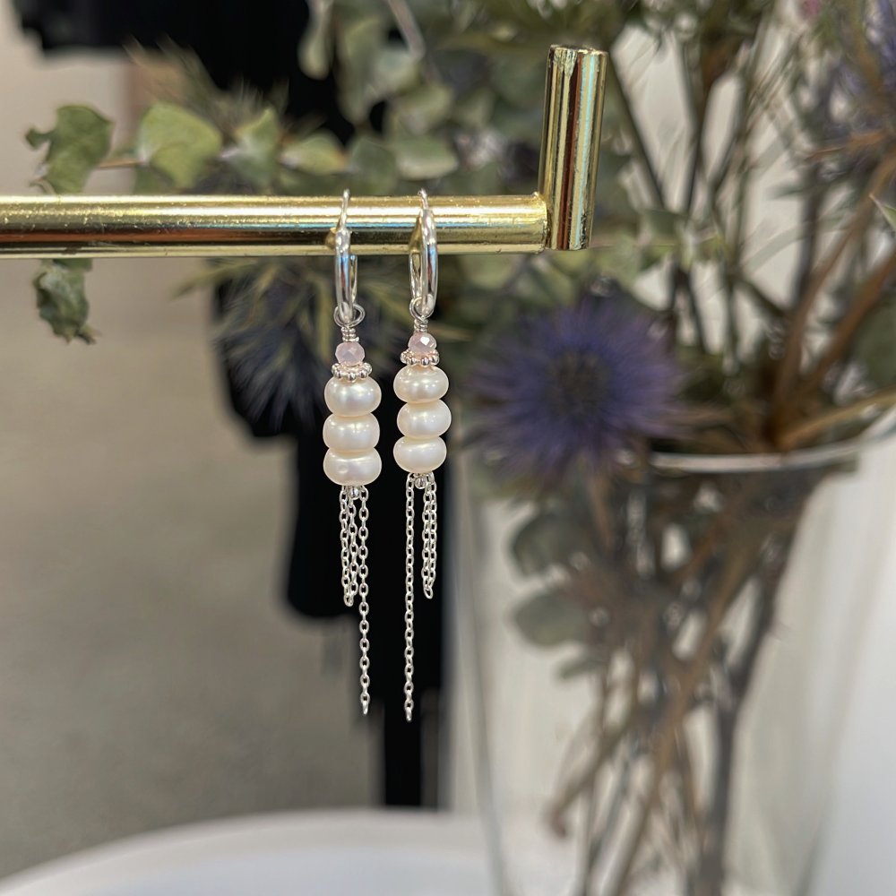 Silver Earrings with Freshwater Pearls
